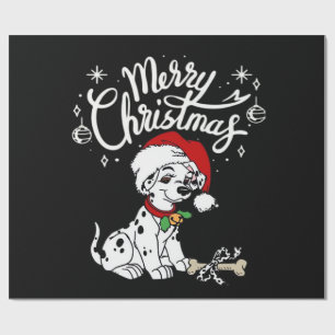 Dalmatian Puppy Dog In A Christmas Santa Hat Xmas  Wrapping Paper