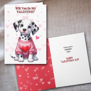 Dalmatian Puppy Dog in Sweater Valentine Holiday Card