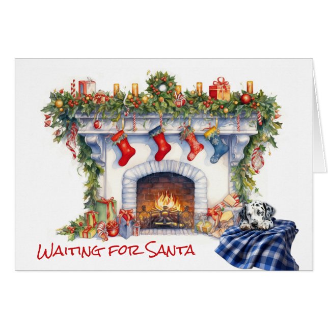 Dalmatian Puppy Fireplace Wait for Santa (Front Horizontal)