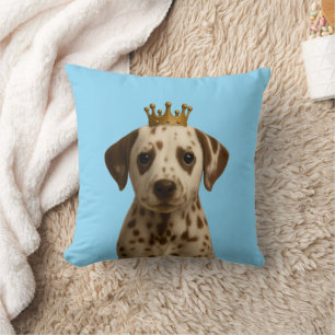 Dalmatian Puppy in Gold Crown Cute Cushion