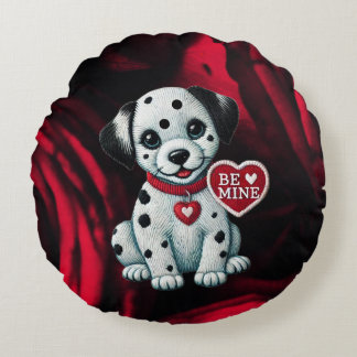 Dalmatian Puppy Love Round Pillow – Be Mine