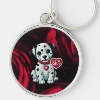Dalmatian Puppy Round Metal Keychain – Be Mine Val