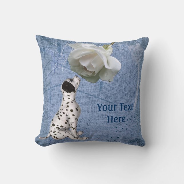Dalmatian Puppy White Rose Animal Cushion (Front)