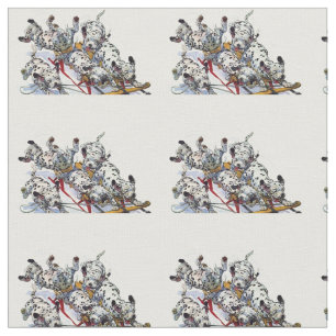 Dalmatian Pups Sledding Fabric