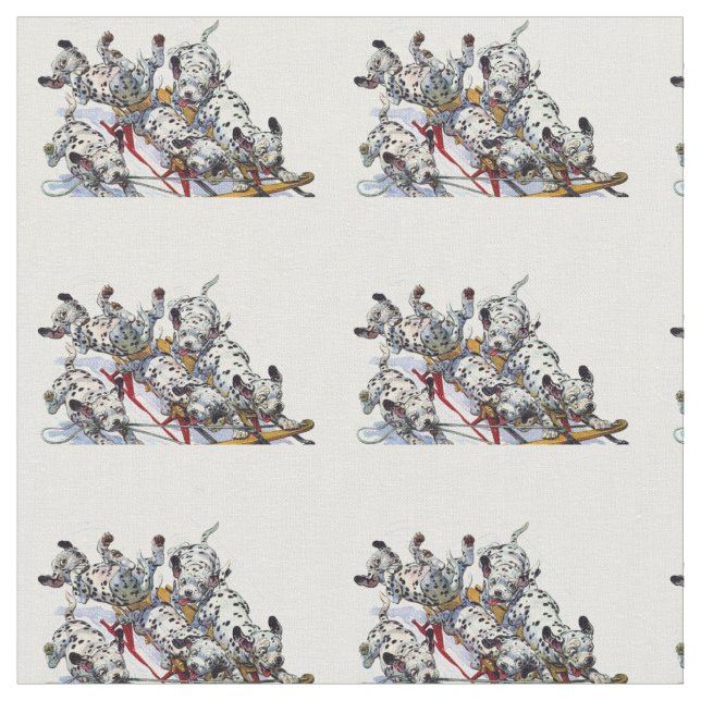 Dalmatian Pups Sledding Fabric (Close Up)
