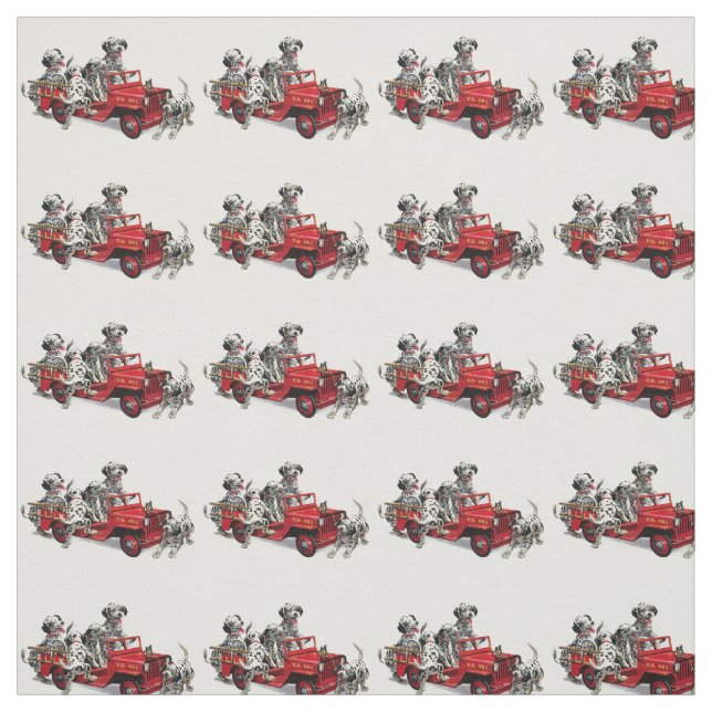 Dalmatian Pups with Fire Truck Fabric (Swatch)