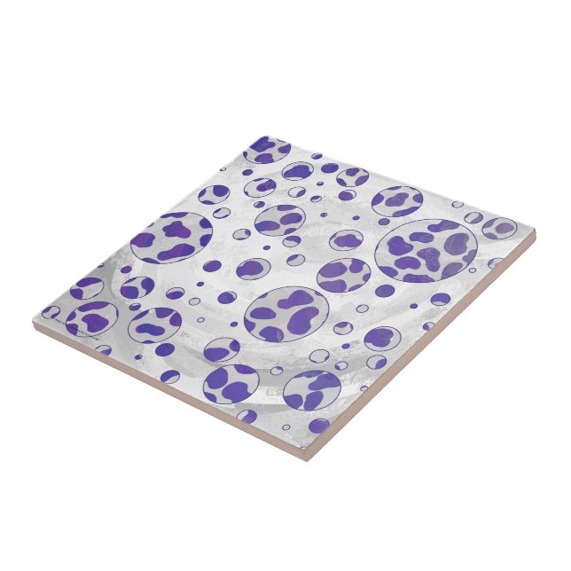 Dalmatian Purple and White Polka Dot Ceramic Tile (Side)