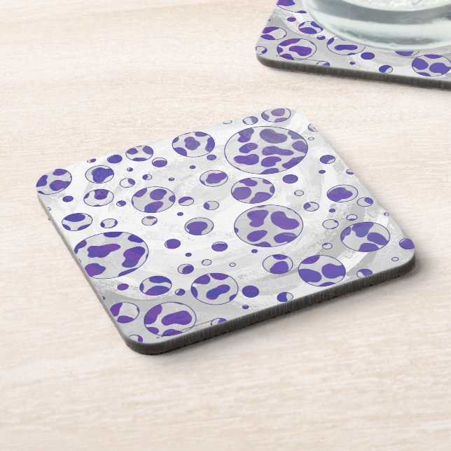 Dalmatian Purple and White Polka Dot Coaster (Left Side)