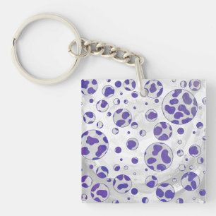Dalmatian Purple and White Polka Dot Key Ring