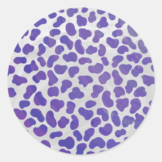 Dalmatian Purple and White Print Classic Round Sticker (Front)