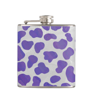 Dalmatian Purple and White Print Hip Flask