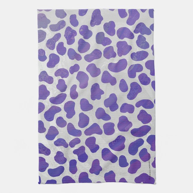 Dalmatian Purple and White Print Tea Towel (Vertical)