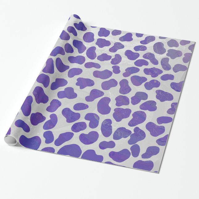 Dalmatian Purple and White Print Wrapping Paper (Unrolled)