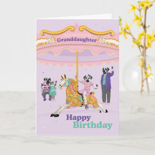 Dalmatian Riding Carousel Granddaughter Birthday C Card