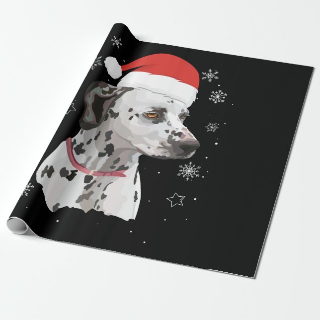 Dalmatian Satan Christmas Kids Boys Girls Gift Wrapping Paper (Unrolled)