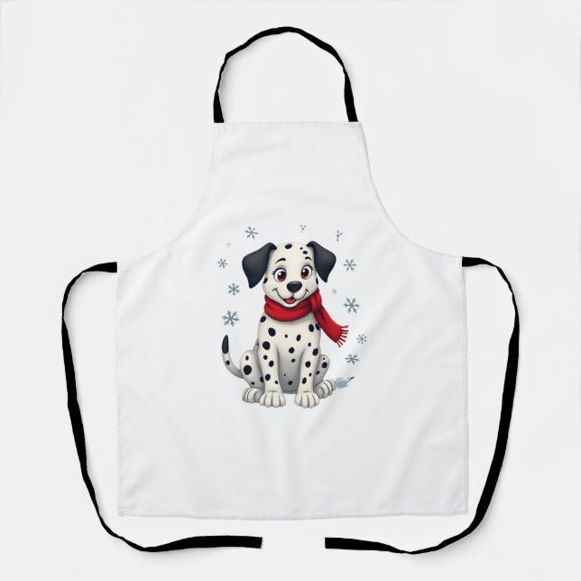 Dalmatian Snowy Fun dog Apron (Front)