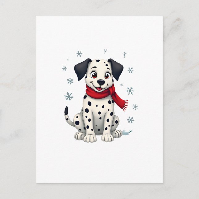Dalmatian Snowy Fun Postcard (Front)