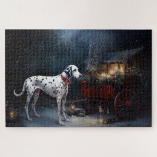 Dalmatian Snowy Sleigh Christmas Decor  Jigsaw Puzzle