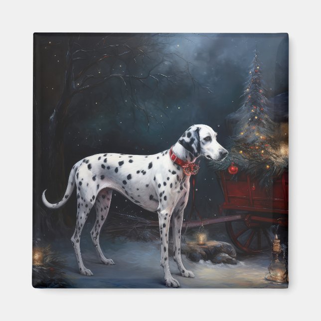 Dalmatian Snowy Sleigh Christmas Decor  Magnet (Front)