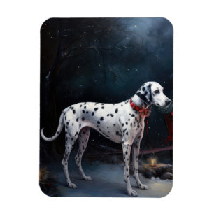 Dalmatian Snowy Sleigh Christmas Decor Magnet