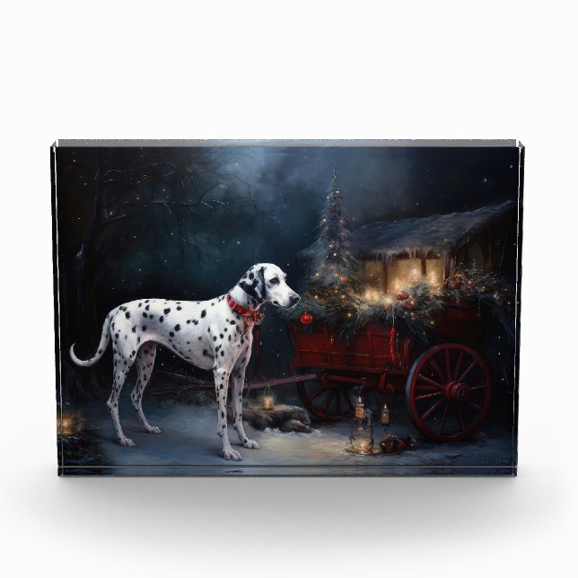 Dalmatian Snowy Sleigh Christmas Decor  Photo Block (Front)