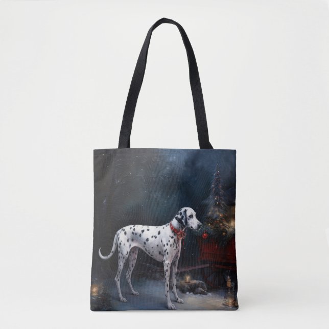 Dalmatian Snowy Sleigh Christmas Decor  Tote Bag (Front)