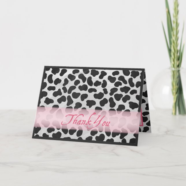 Dalmatian Spot Pattern Pink Thank You Card (Front)