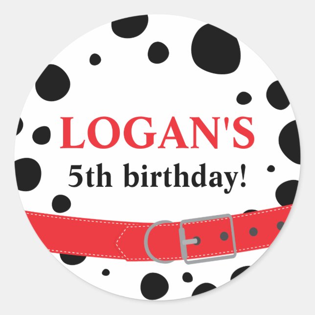 Dalmatian Spots Birthday Classic Round Sticker (Front)