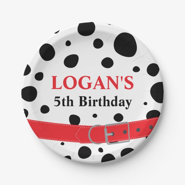 Dalmatian Spots Birthday Paper Plate (Front)