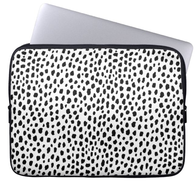 Dalmatian Spots (black/white) Laptop Sleeve (Front)