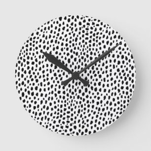Dalmatian Spots (black/white) Round Clock