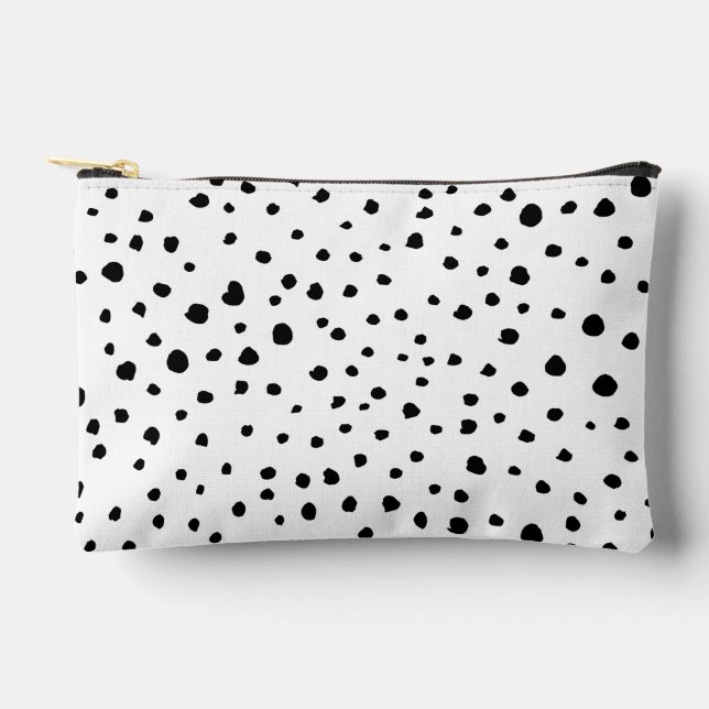 Dalmatian Spots, Dalmatian Dots, Black and White Accessory Pouch (Front)