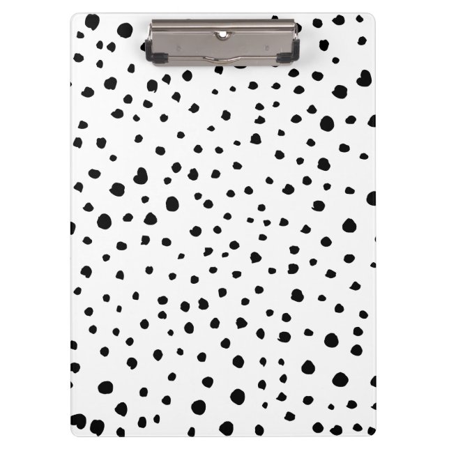 Dalmatian Spots, Dalmatian Dots, Black and White Clipboard (Front)