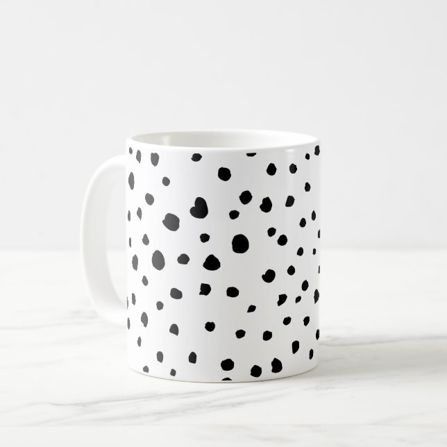 Dalmatian Spots, Dalmatian Dots, Black and White Coffee Mug (Front Left)