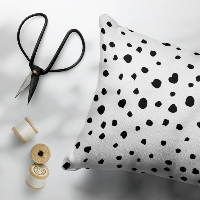 Dalmatian Spots, Dalmatian Dots, Black and White Decorative Cushion (Creator Uploaded)