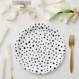 Dalmatian Spots, Dalmatian Dots, Black and White Paper Plate