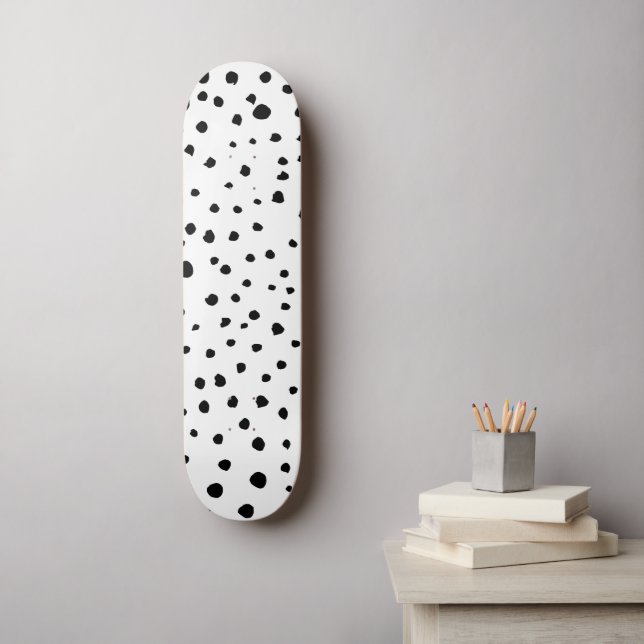 Dalmatian Spots, Dalmatian Dots, Black and White Skateboard (Wall Art)
