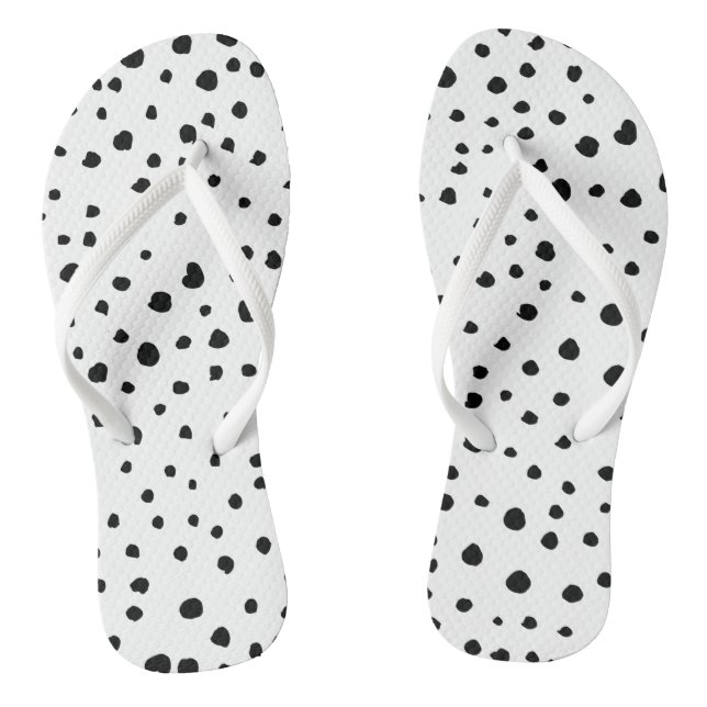 Dalmatian Spots, Dalmatian Dots, Black and White Thongs (Footbed)