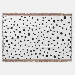 Dalmatian Spots, Dalmatian Dots, Black and White Throw Blanket