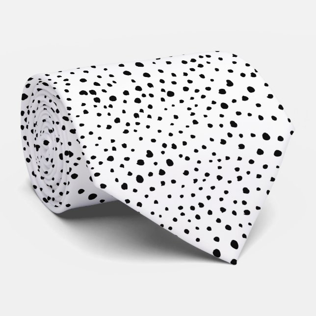 Dalmatian Spots, Dalmatian Dots, Black and White Tie (Rolled)