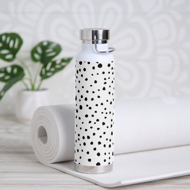 Dalmatian Spots, Dalmatian Dots, Black and White Water Bottle (Yoga)