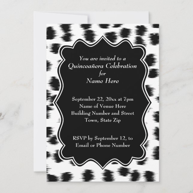 Dalmatian Spots Pattern Print Quinceanera Invitation (Front)