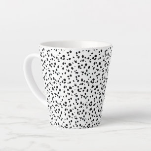 Dalmatian Spots Print Pattern Black And White Latte Mug