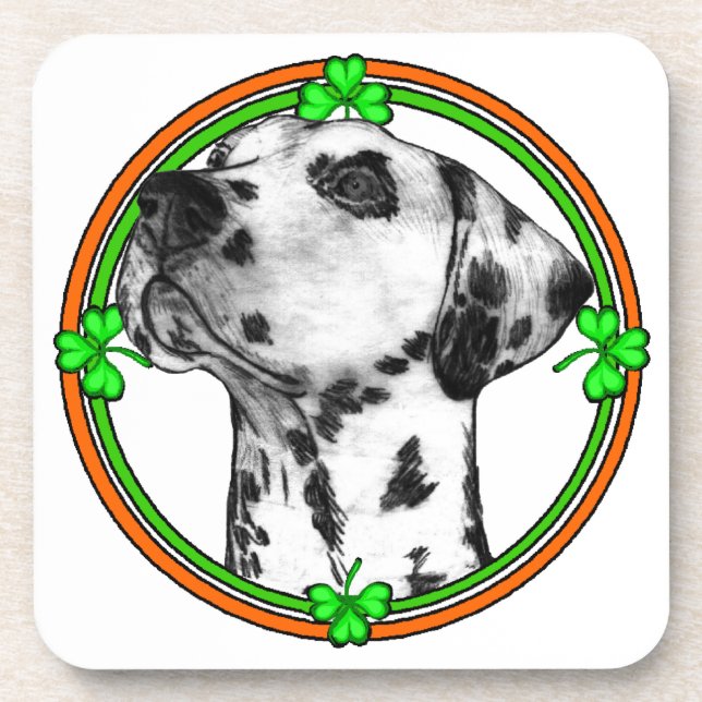 Dalmatian St Patricks Day Coaster (Front)