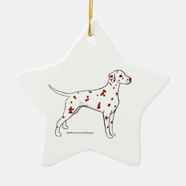 Dalmatian Star -- Liver-Spotted Ceramic Tree Decoration (Front)