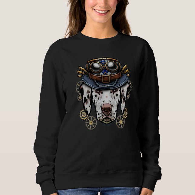 Dalmatian Steampunk Dog  Fire Engine Dog Automaton Sweatshirt (Front)