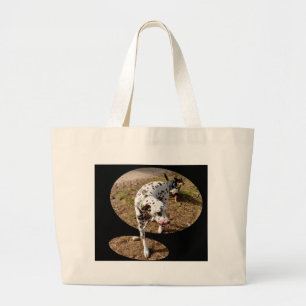 Dalmatian Stepping Out Window Frame, Large Tote Bag
