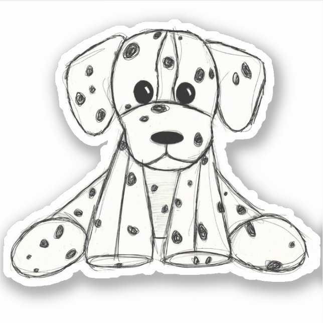 Dalmatian stuffed dog drawing outline simple black (Front)