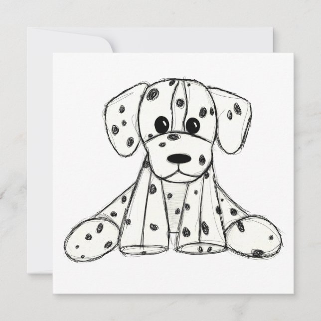 Dalmatian stuffed dog drawing outline simple black (Front)