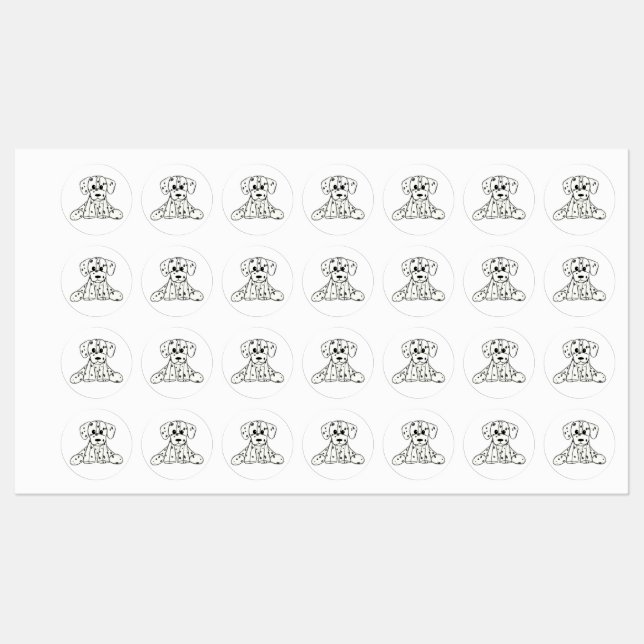 Dalmatian stuffed dog drawing outline simple black (Sheet)